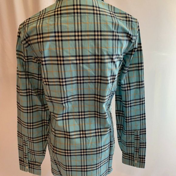 Burberry London Womens Crow Plaid Shirt Blouse Size SMALL NWT Bright Aqua $350 - Picture 4 of 8